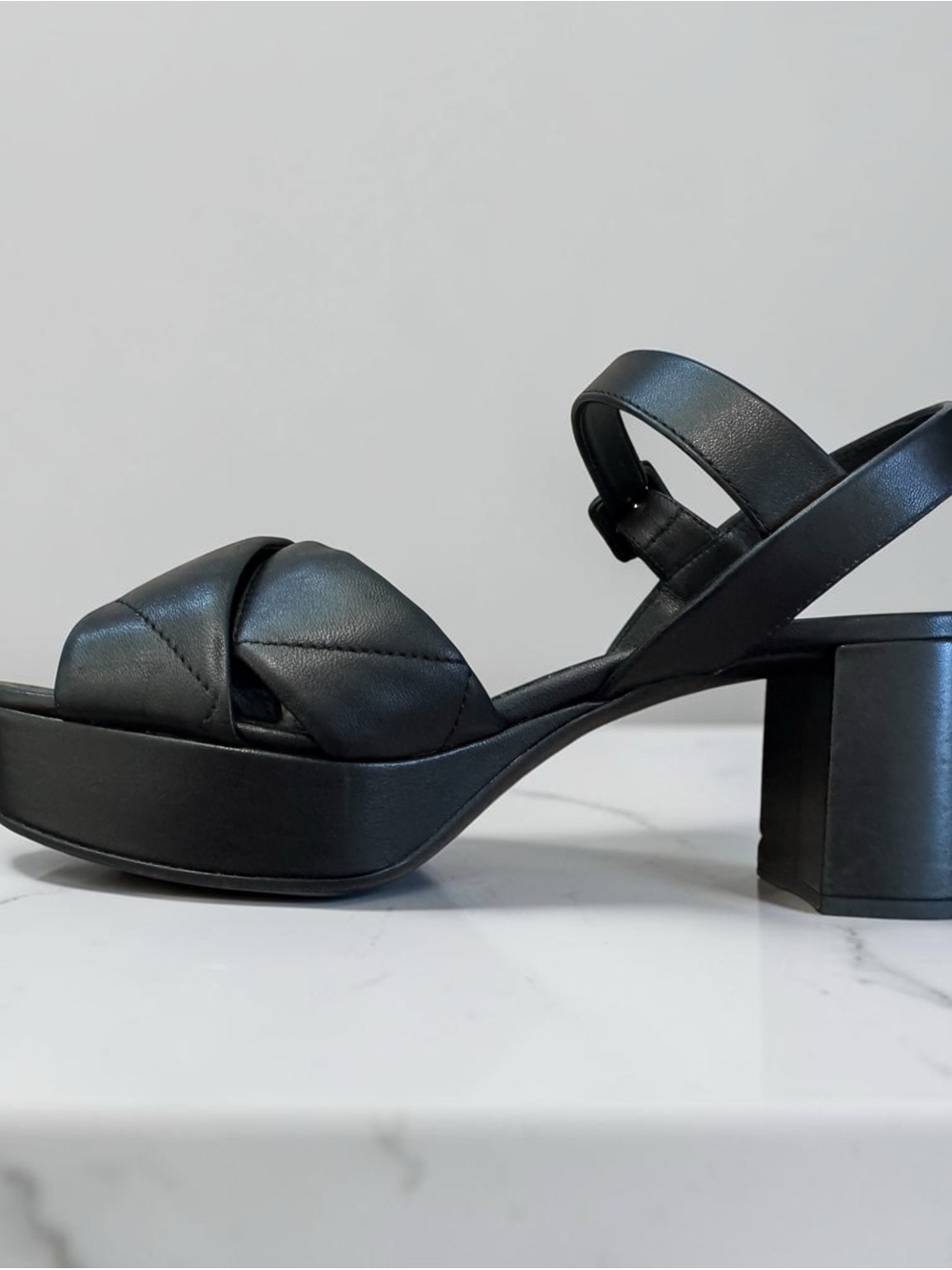 Prada Black Quilted Leather Strap Sandals - Picture 9 of 14